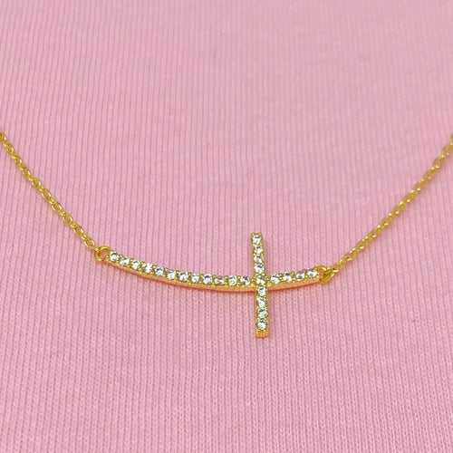 Shiny Side Cross Necklace