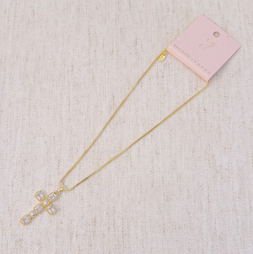 Vintage Sparkle Cross Pendant Necklace