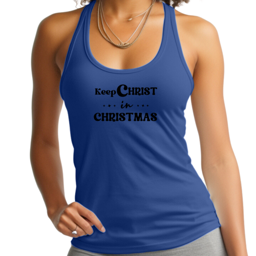 Womens Fitness Tank Top Graphic T-shirt - Keep Christ in Christmas