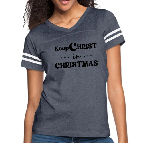 Womens Vintage Sport Graphic T-shirt - Keep Christ in Christmas