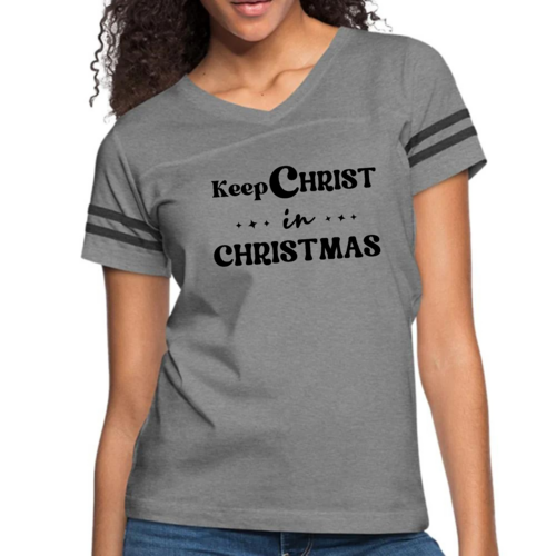 Womens Vintage Sport Graphic T-shirt - Keep Christ in Christmas
