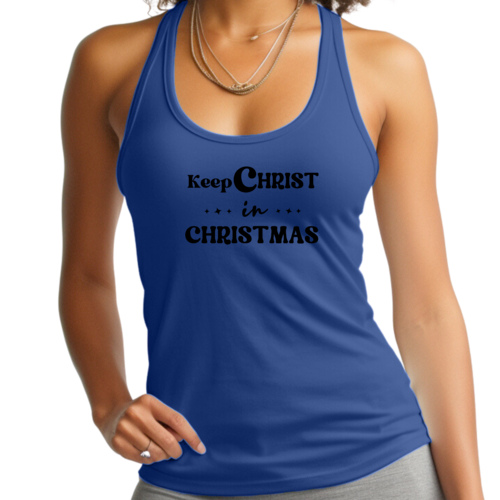 Womens Fitness Tank Top Graphic T-shirt - Keep Christ in Christmas