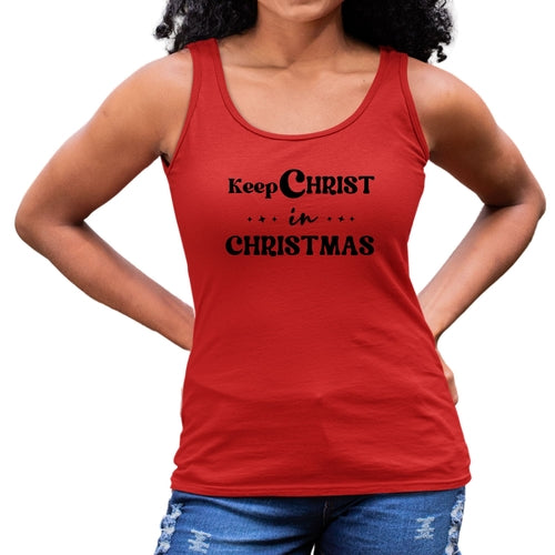 Womens Fitness Tank Top Graphic T-shirt - Keep Christ in Christmas