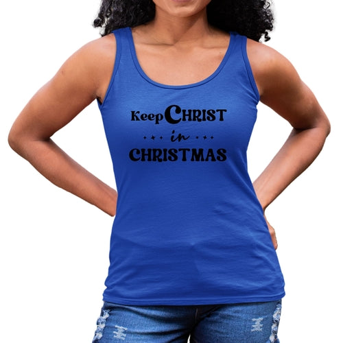 Womens Fitness Tank Top Graphic T-shirt - Keep Christ in Christmas