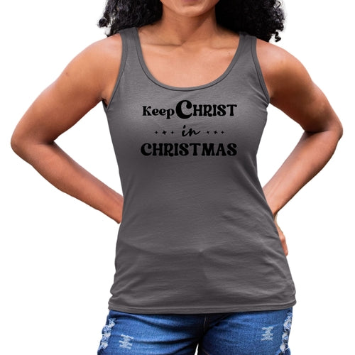 Womens Fitness Tank Top Graphic T-shirt - Keep Christ in Christmas