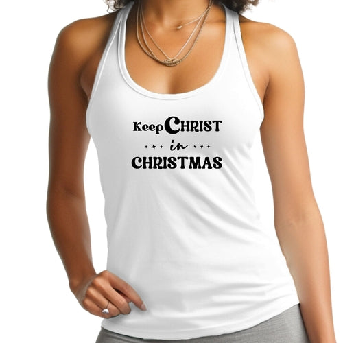 Womens Fitness Tank Top Graphic T-shirt - Keep Christ in Christmas