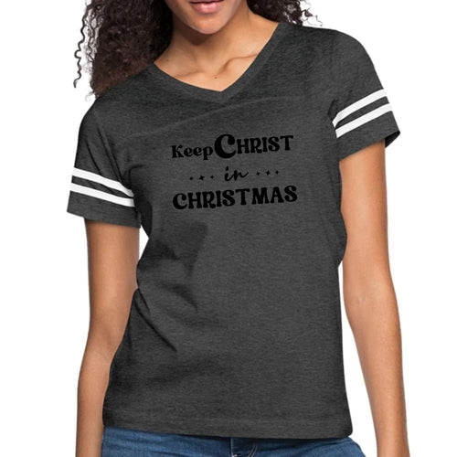 Womens Vintage Sport Graphic T-shirt - Keep Christ in Christmas