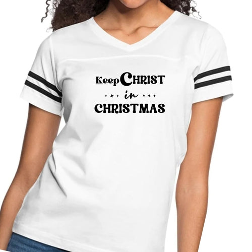 Womens Vintage Sport Graphic T-shirt - Keep Christ in Christmas