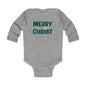 Infant Long Sleeve Graphic T-shirt - Merry with Christ - Green Plaid