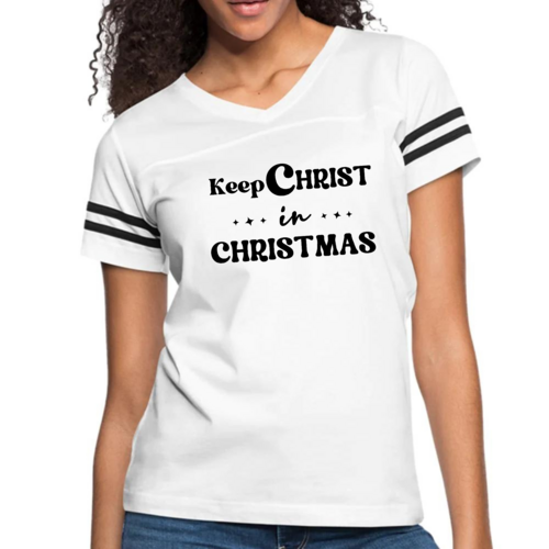Womens Vintage Sport Graphic T-shirt - Keep Christ in Christmas