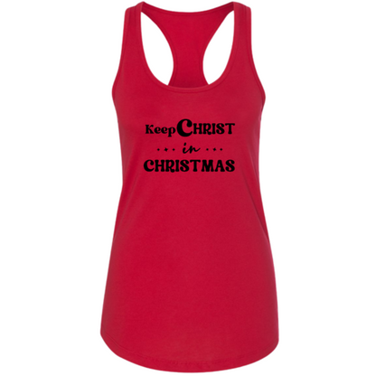 Womens Fitness Tank Top Graphic T-shirt - Keep Christ in Christmas